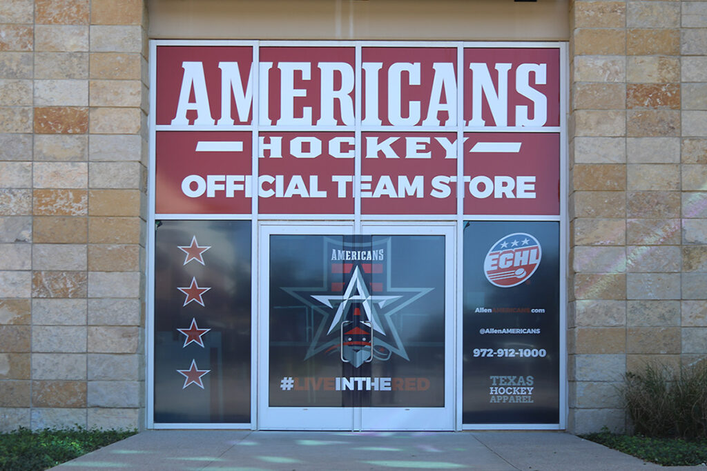 storefront graphics for allen americans merchandise store